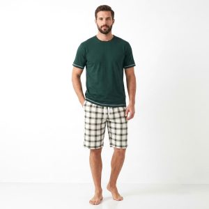 Checks Men's Shorts Set - Dark Green