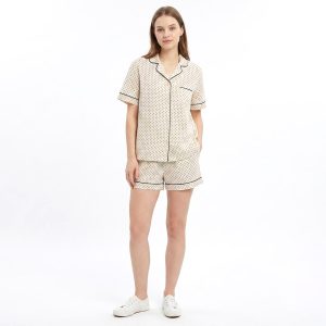 Mini Dots Ladies Shorts Set - Cream