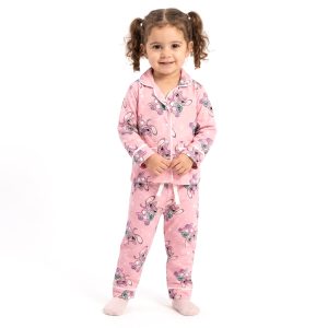 Angel Girls Front Open Pajama Set - Pink