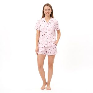 Cherry Ladies Shorts Set - Pink