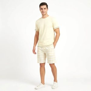Checks Men's Shorts Set - Yellow