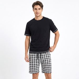 Checks Men's Shorts Set - Black