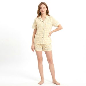Checks Ladies Shorts Set - Yellow