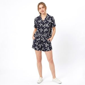 Ribbons Ladies Shorts Set - Blue