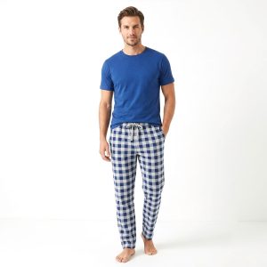 Checks Men's Pajama Set - Sky Blue