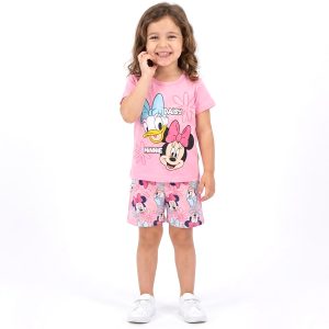 Daisy Minnie Floral Girls Shorts Set - Pink