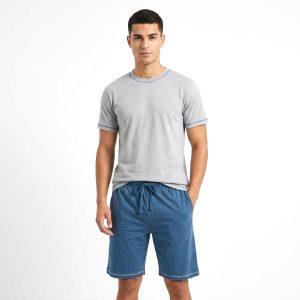Plain Men's Shorts Set - Grey Blue