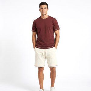 Plain Men's Shorts Set - Brick red
