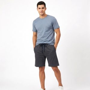 Plain Men's Shorts Set - Black Blue