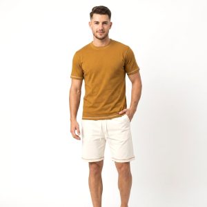 Plain Men's Shorts Set - Yellow Cream