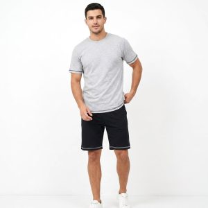 Plain Men's Shorts Set - Grey Black
