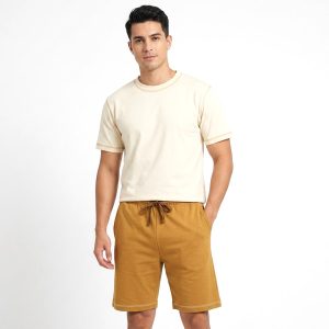 Plain Men's Shorts Set - Cream