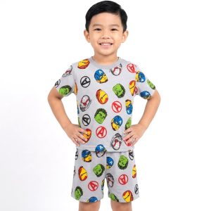 Hero Faces Boys Shorts Set - Grey