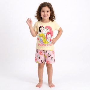 Princess Girls Shorts Set - Yellow Pink