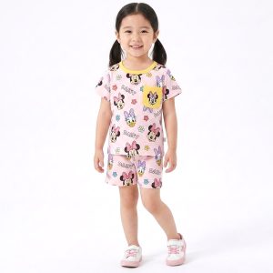 Floral Daisy Girls Shorts Set - Pink
