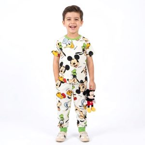 Goofy Donald Boys Half Sleeves Pajama Set MCHAKKY - White