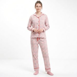 Checks Ladies Pajama Set - Pink