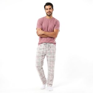 Checks Men's Pajama Set - Pink