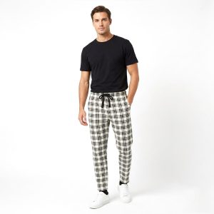 Checks Men's Pajama Set - White Black