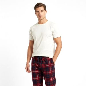 Checks Men's Pajama Set - White Red