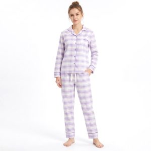Checks Ladies Pajama Set - Purple