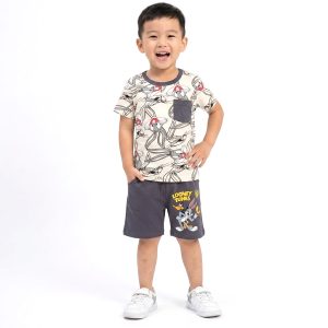 Looney Tunes Boys Shorts Set - Cream Grey