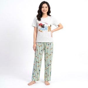 Good Friend 3 Pcs Ladies Pajama Set - Grey