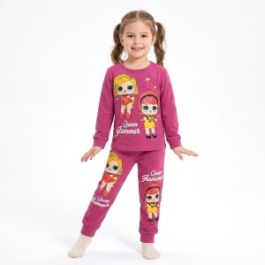Queen Glamour Girls Full Sleeves Pajama Set KHAFIF - Pink