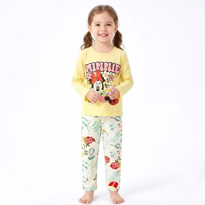 Minnie Floral Girls Full Sleeves Pajama Set KHAFIF - Yellow
