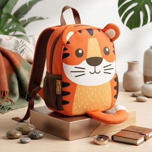 Tiger Face Kids Bag - Brown