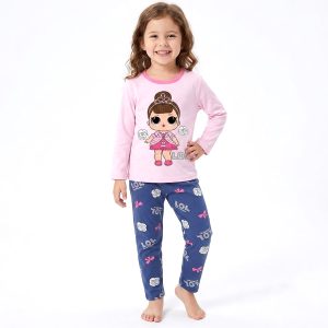 LOL Girls Full Sleeves Pajama Set KHAFIF - Pink Blue