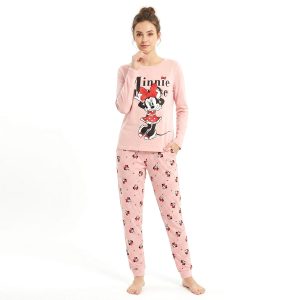 Minnie Bow Dots Ladies Pajama Set - Pink