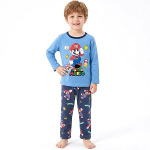 Super Mario Boys Full Sleeves Pajama Set KHAFIF - Blue