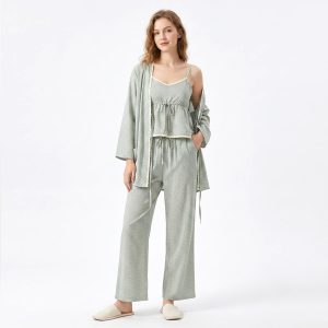 Designer Ladies 3 Pcs Pajama Set - Grey