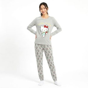 Kitty Ladies Pajama Set - Grey
