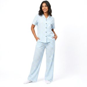 VS Strips Ladies Pajama Set - Sky Blue