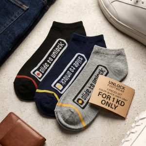 Slide to Unlock Adult Socks 3 Pcs Set ANKLE CUT