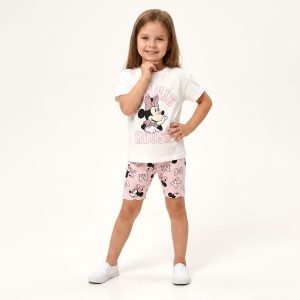 Minnie Mouse Girls Shorts Set - White Pink