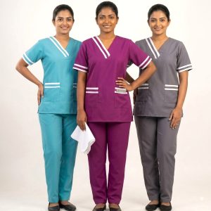 Side Strip Uniforms Maid Kreb Qasir يونيفورم كريب - Maroon, Sky Blue, Grey