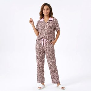 Tiger Print Ladies Pajama Set - Pink