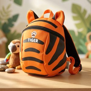 Tiger Print Kids Bag - Brown