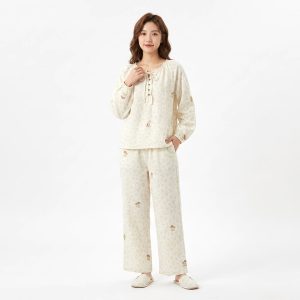 Mushroom Ladies Pajama Set - Cream