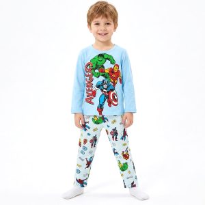 Avengers Boys Full Sleeves Pajama Set KHAFIF - Blue