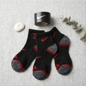 Kids Socks 3 Pcs Set - Black Red