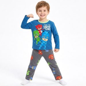 PJ Mask Boys Full Sleeves Pajama Set KHAFIF - Blue grey