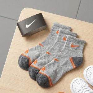 Kids Socks 3 Pcs Set - Grey Orange