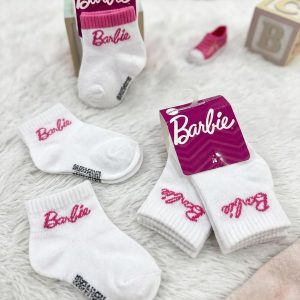 Barbie Kids School Socks 3 Pcs Set Ankle Cut - White