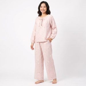 Teddy Tie Ladies Pajama Set - Pink