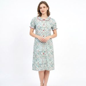 Designs Front Open Ladies Dress - Blue