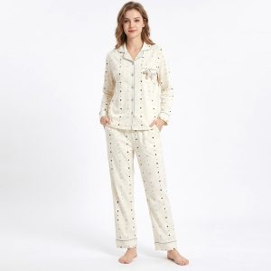 Unicorn Floral 3 Pcs Ladies Pajama Set - White